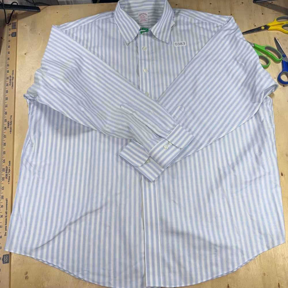 Brooks Brothers Mens XXL Blue White Stripe Non-Iron Supima Cotton Dress Shirt